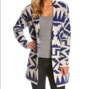 Roxy Karid Cardigan Navy & White Aztec Motif Small